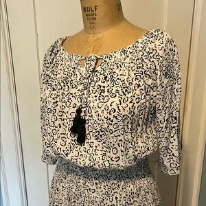 Leopard Print Cotton Dress with Tassel Detail-NWOT